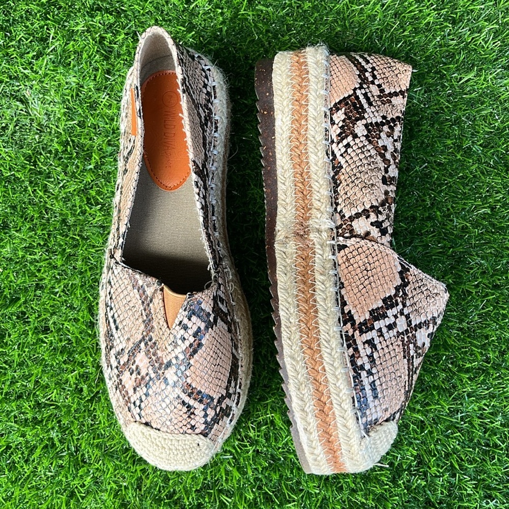 Snakeskin Pattern Espadrille Loafers